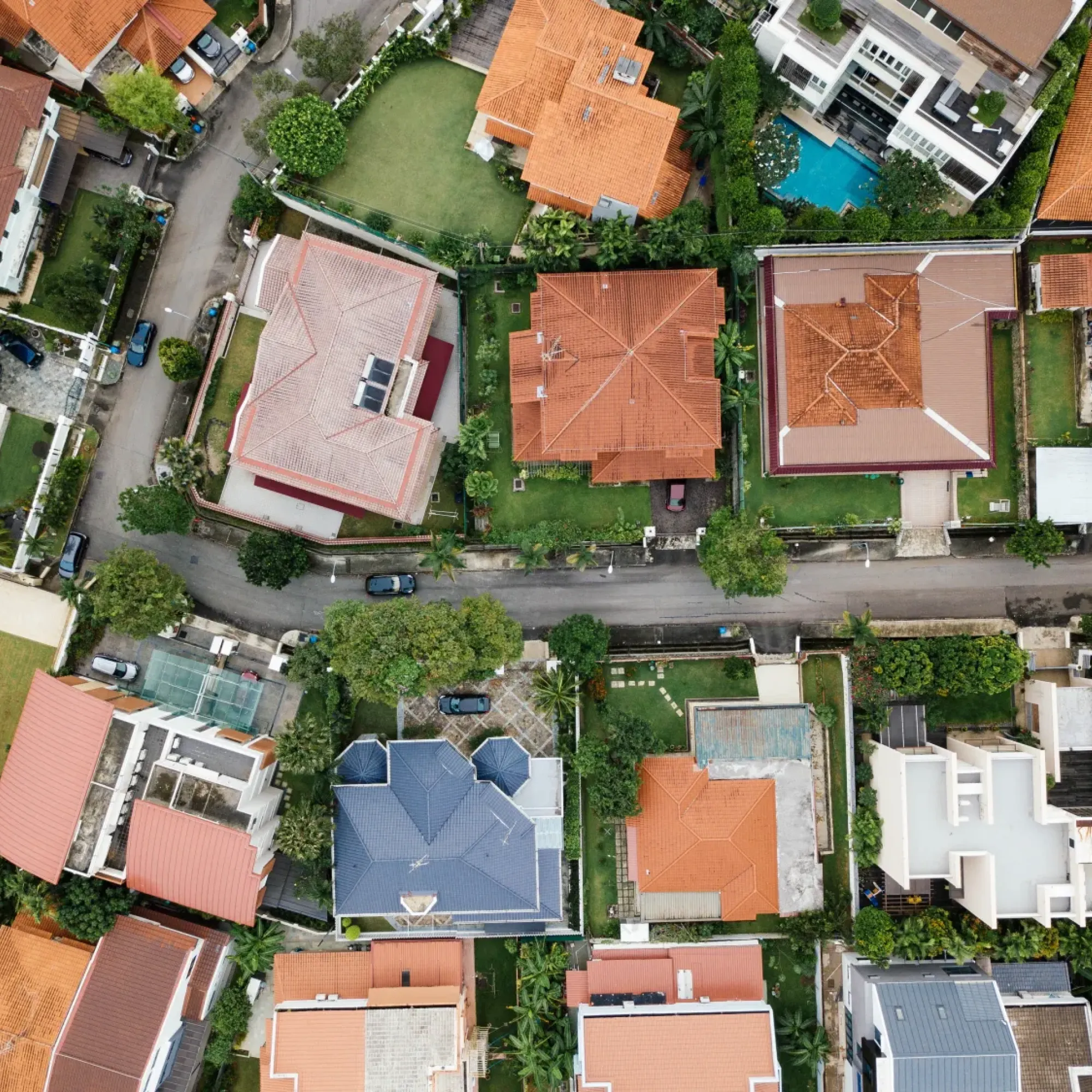 Air view of houses